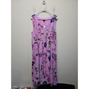 Talbots Tropical Floral Sleeveles Dress Womens Size 14 Fit Flare Lined New
